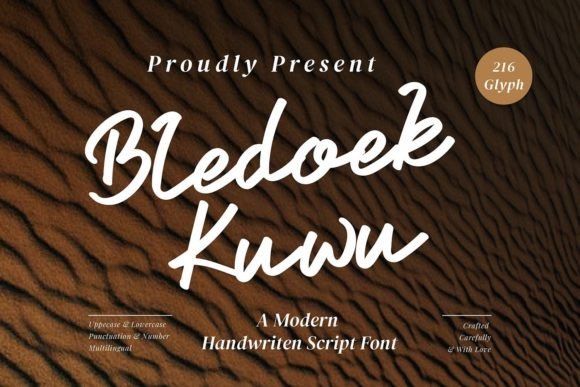 Bledoek Kuwu Font for Clean, Delicate Script Design
